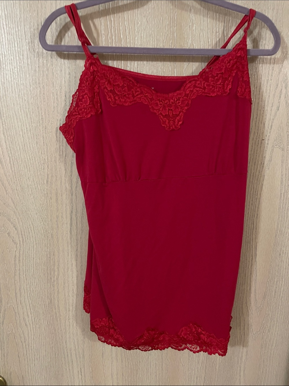 Lane Bryant Red Lace-Trim Camisole Tank